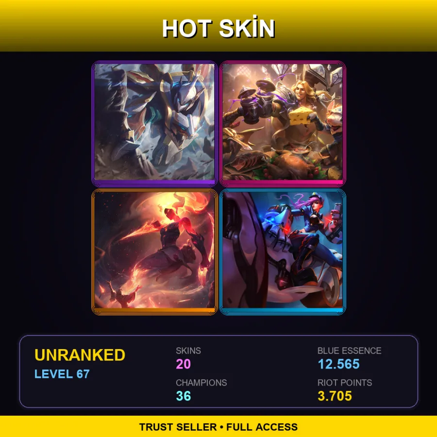 LAN | Lv67 | Unranked | 20 Skin | 36 Champ — LoL account