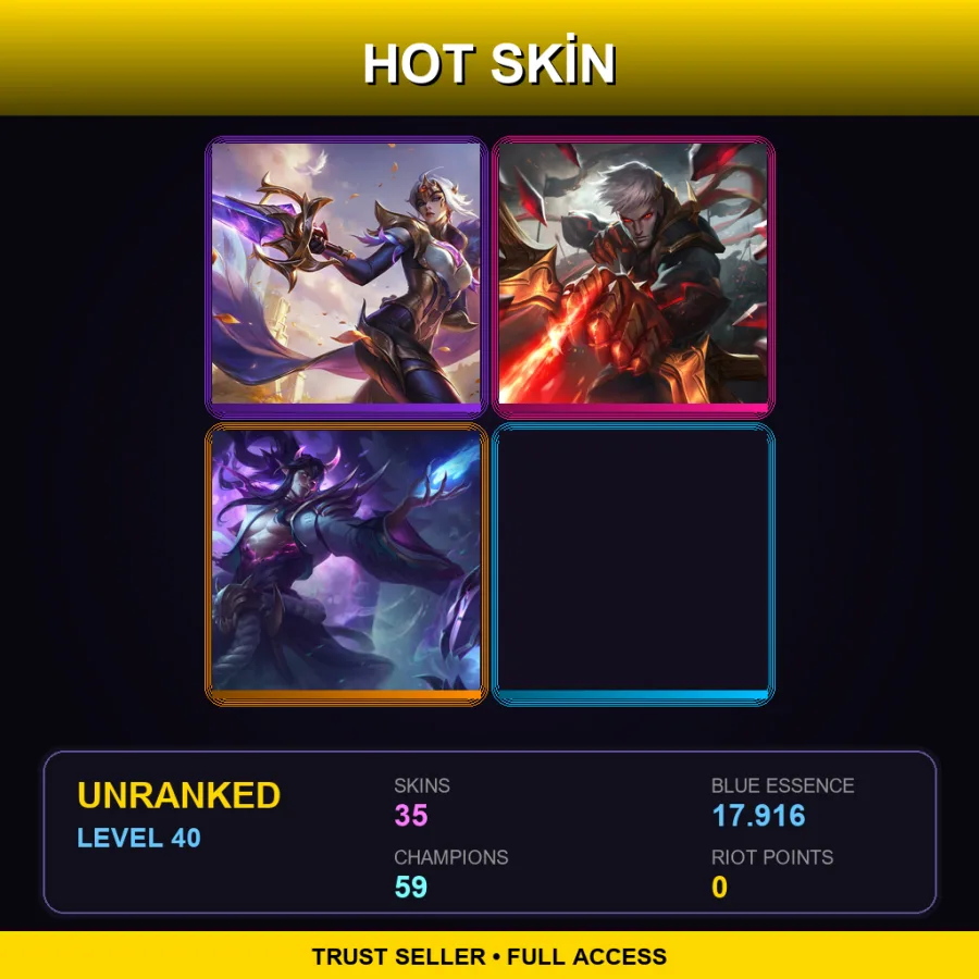 EUNE | Lv40 | Unranked | 35 Skin | 59 Champ
