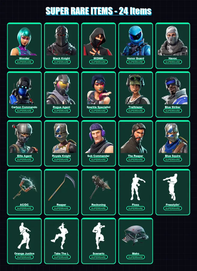 [PC/XBOX/PSN] | Wonder | Black Knight | IKONIK | Honor Guard | Havoc | 141 skin | 77 pickaxe | 83 emote | 61 glider | Lv851 — Fortnite account