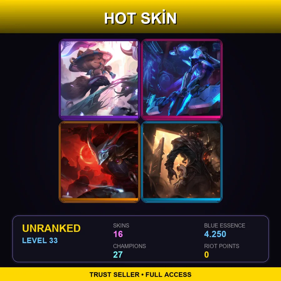 SG | Lv33 | Unranked | 16 Skin | 27 Champ — Executioner Mundo