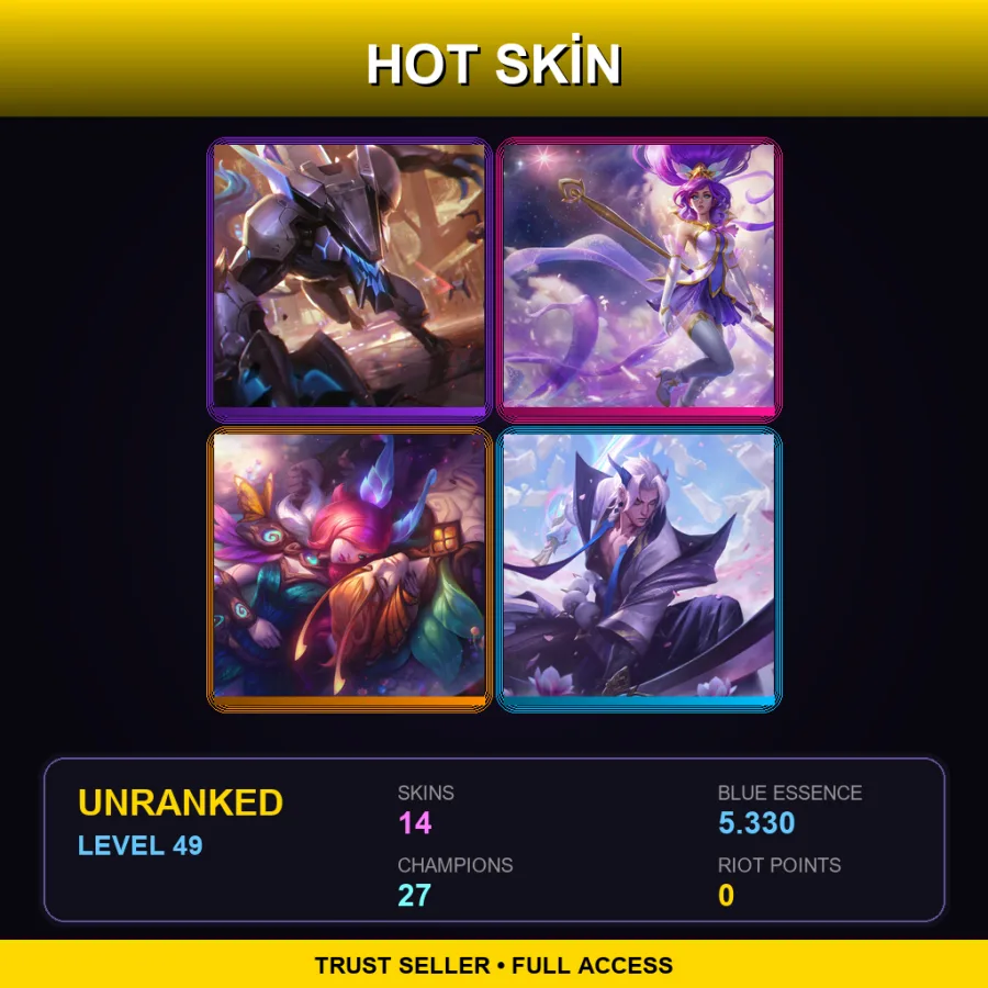 EUW | Lv49 | Unranked | 14 Skin | 27 Champ — LoL account