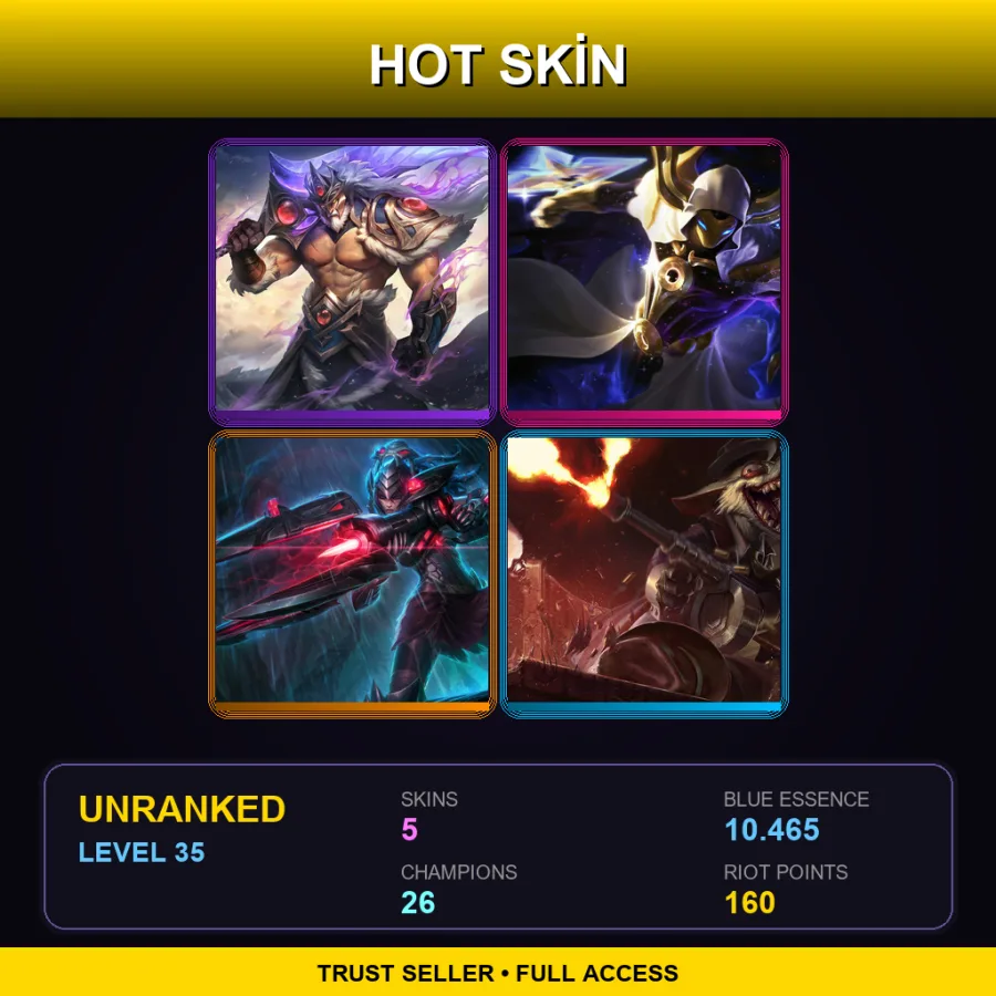 EUNE | Lv35 | Unranked | 5 Skin | 26 Champ — Dawnbringer Vex