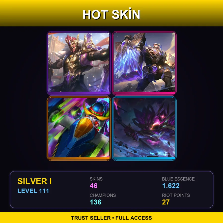 LAS | Lv111 | Silver I | 46 Skin | 136 Champ — LoL account