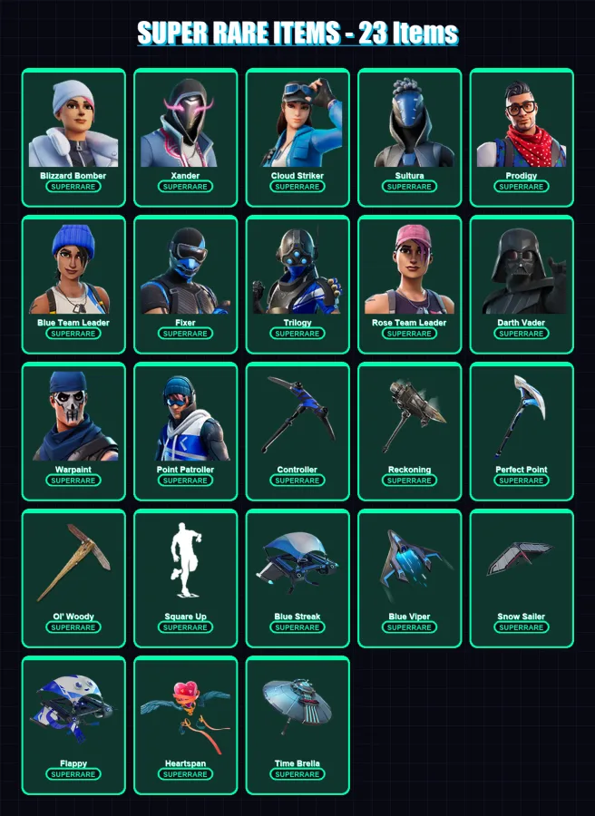 [PS4/PS5/PC] | Blizzard Bomber | Xander | Cloud Striker | Sultura | Prodigy | 333 skin | 341 pickaxe | 242 emote | 238 glider | Lv3033