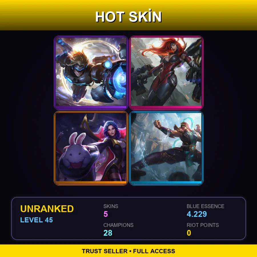 ME | Lv45 | Unranked | 5 Skin | 28 Champ — LoL account