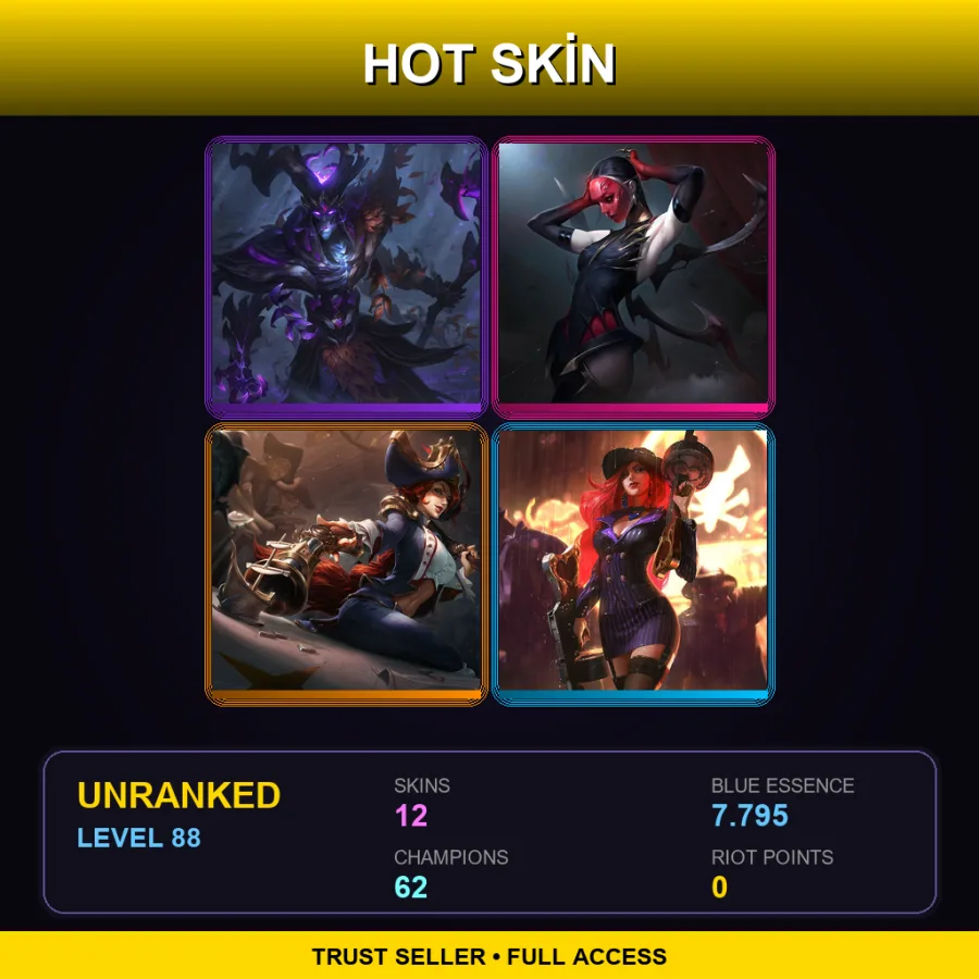 LAS | Lv88 | Unranked | 12 Skin | 62 Champ