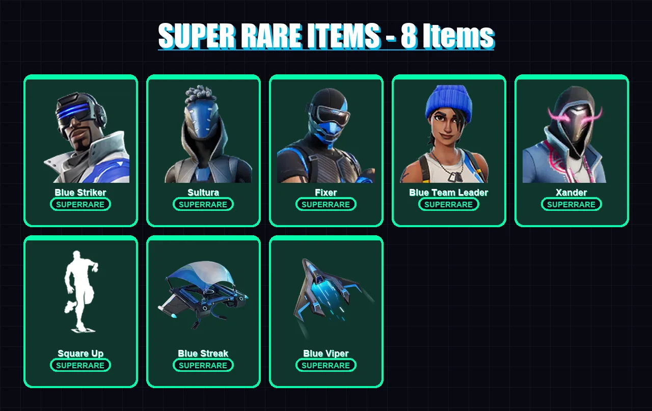 [PS4/PS5/XBOX/PC] | Blue Striker | Sultura | Fixer | Blue Team Leader | Xander | 5 skin | 6 pickaxe | 8 emote | 8 glider | Lv217