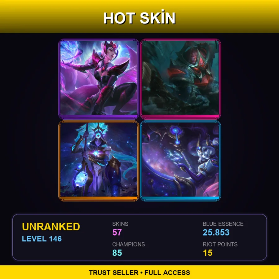 EUNE | Lv146 | Unranked | 57 Skin | 85 Champ