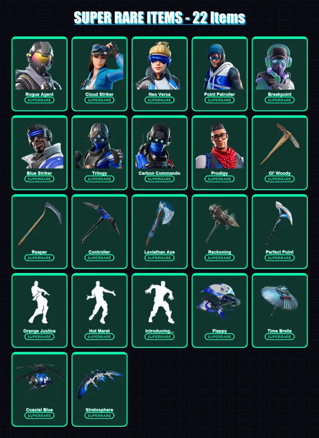 [PC/XBOX/PSN] | Rogue Agent | Cloud Striker | Neo Versa | Point Patroller | Breakpoint | 355 skin | 352 pickaxe | 344 emote | 257 glider | Lv4291