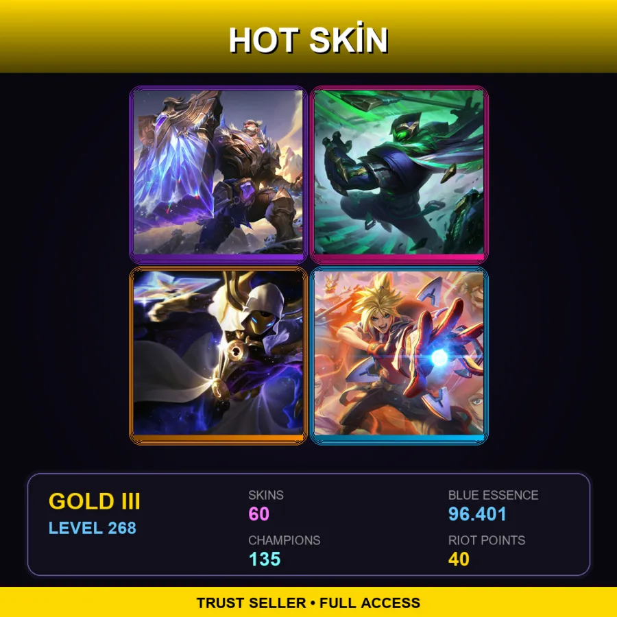 EUNE | Lv268 | Gold III | 60 Skin | 135 Champ