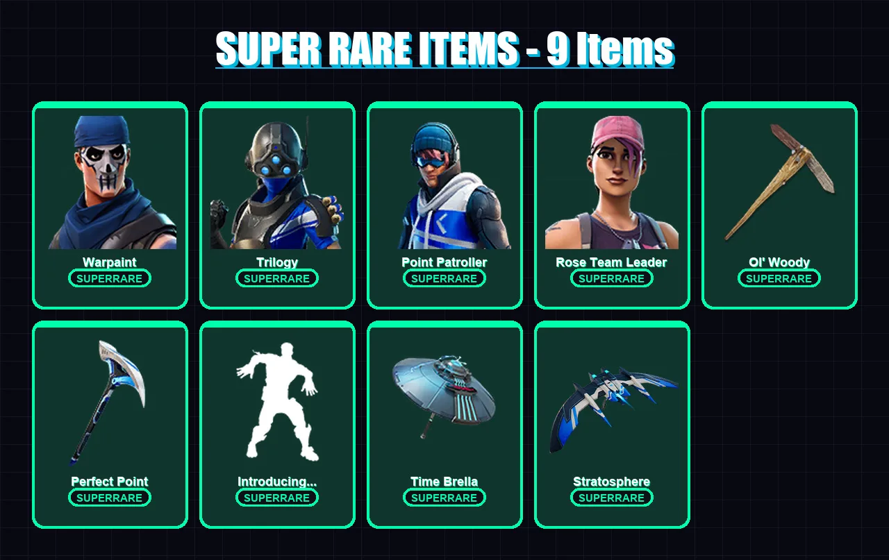 [PS4/PS5/XBOX/PC] | Warpaint | Trilogy | Point Patroller | Rose Team Leader | Hybrid | 41 skin | 54 pickaxe | 50 emote | 55 glider | Lv825 — Fortnite account