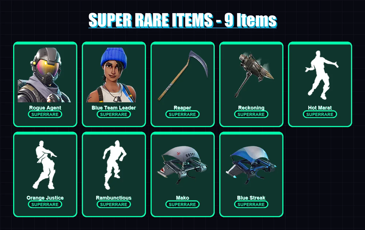 [PS4/PS5/XBOX/PC] | Rogue Agent | Blue Team Leader | Fusion | Molten Battle Hound | Carbide | 94 skin | 81 pickaxe | 111 emote | 73 glider | Lv1582