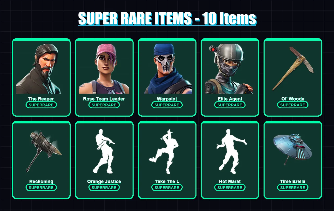 [PC/XBOX] | The Reaper | Rose Team Leader | Warpaint | Elite Agent | Carbide | 23 skin | 34 pickaxe | 36 emote | 33 glider | Lv435