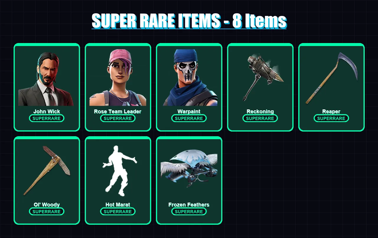 [PC/XBOX/PSN] | John Wick | Rose Team Leader | Warpaint | The Scientist | Lynx | 75 skin | 60 pickaxe | 96 emote | 59 glider | Lv784