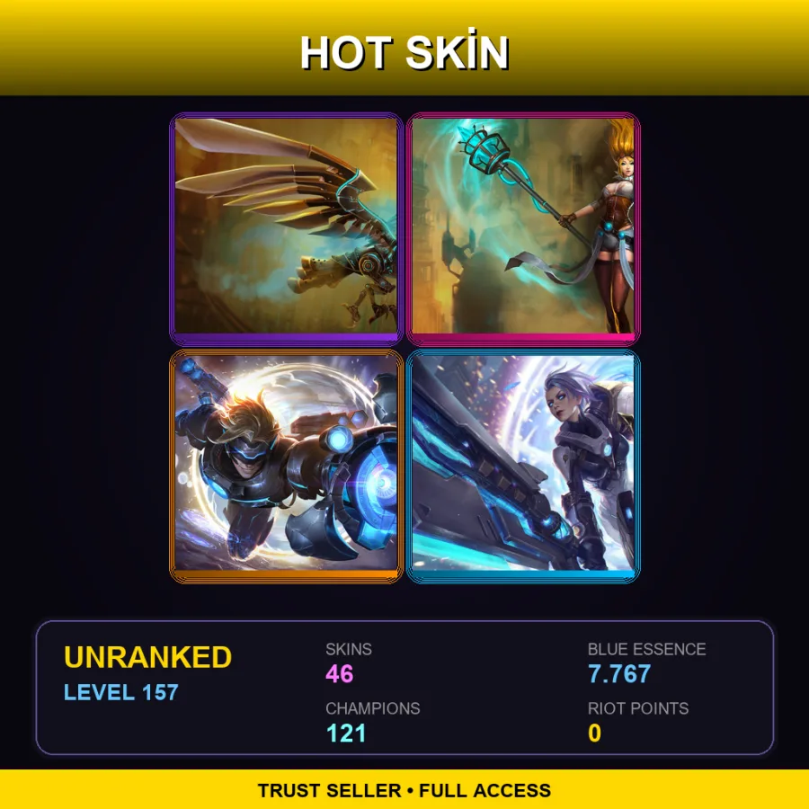 VN | Lv157 | Unranked | 46 Skin | 121 Champ — LoL account