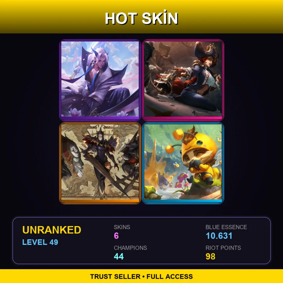 EUNE | Lv49 | Unranked | 6 Skin | 44 Champ — LoL account
