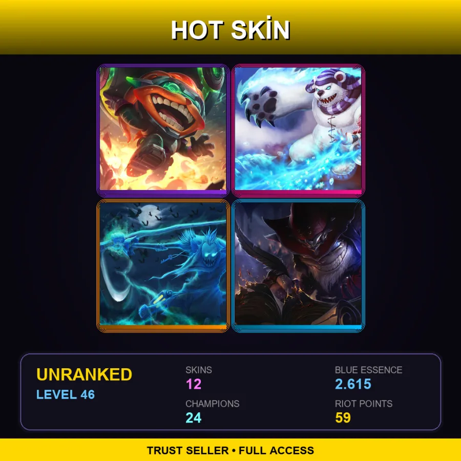 EUW | Lv46 | Unranked | 12 Skin | 24 Champ — LoL account