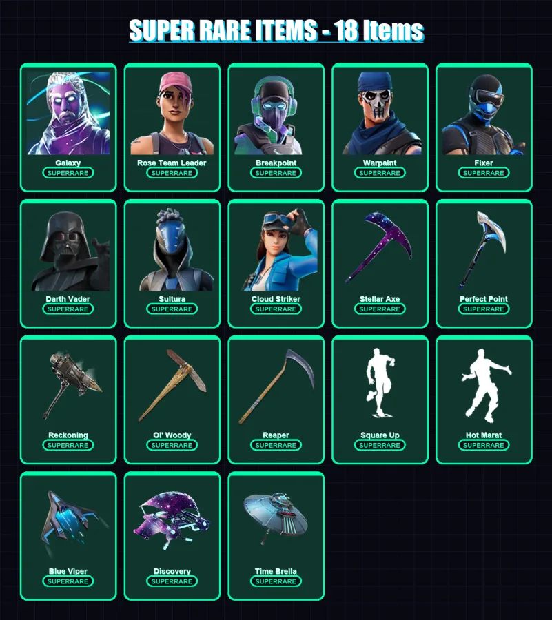 [PS4/PS5/XBOX/PC] | Galaxy | Rose Team Leader | Breakpoint | Warpaint | Fixer | 344 skin | 373 pickaxe | 266 emote | 276 glider | Lv4708