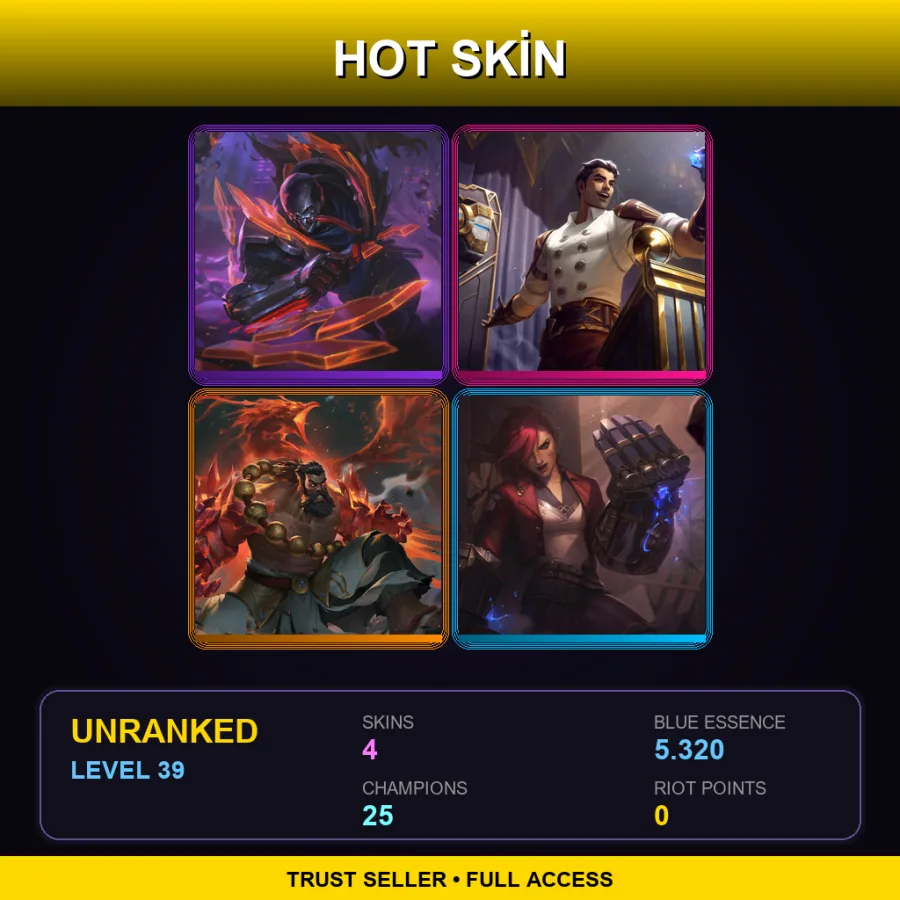 LAN | Lv39 | Unranked | 4 Skin | 25 Champ — Unranked / Smurf League of Legends
