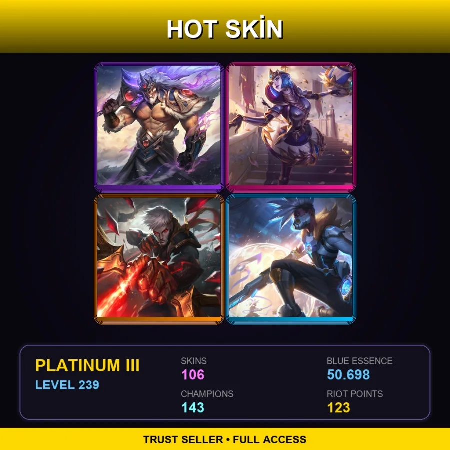 SG | Lv239 | Platinum III | 106 Skin | 143 Champ