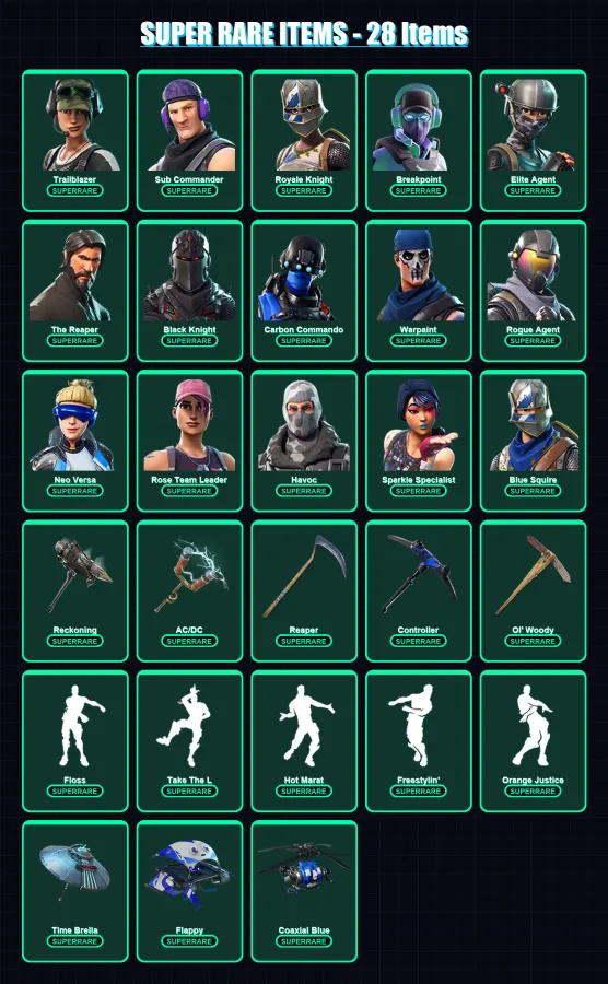 [PS4/PS5/XBOX/PC] | Trailblazer | Sub Commander | Royale Knight | Breakpoint | Elite Agent | 244 skin | 182 pickaxe | 149 emote | 155 glider | Lv223