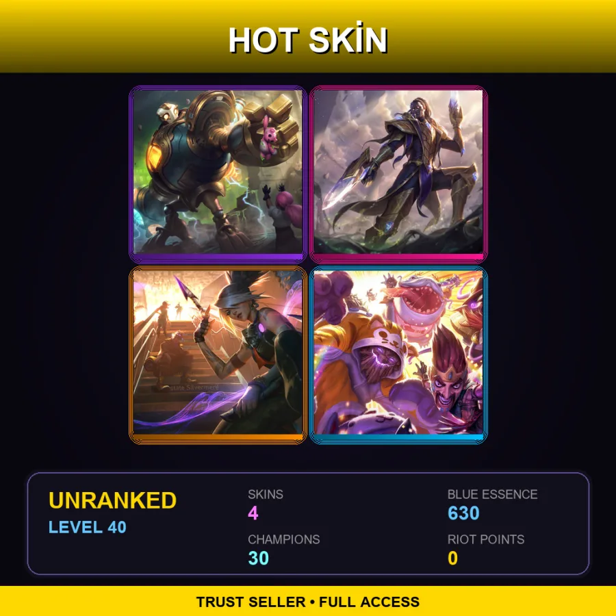 EUW | Lv40 | Unranked | 4 Skin | 30 Champ — True Damage Akali