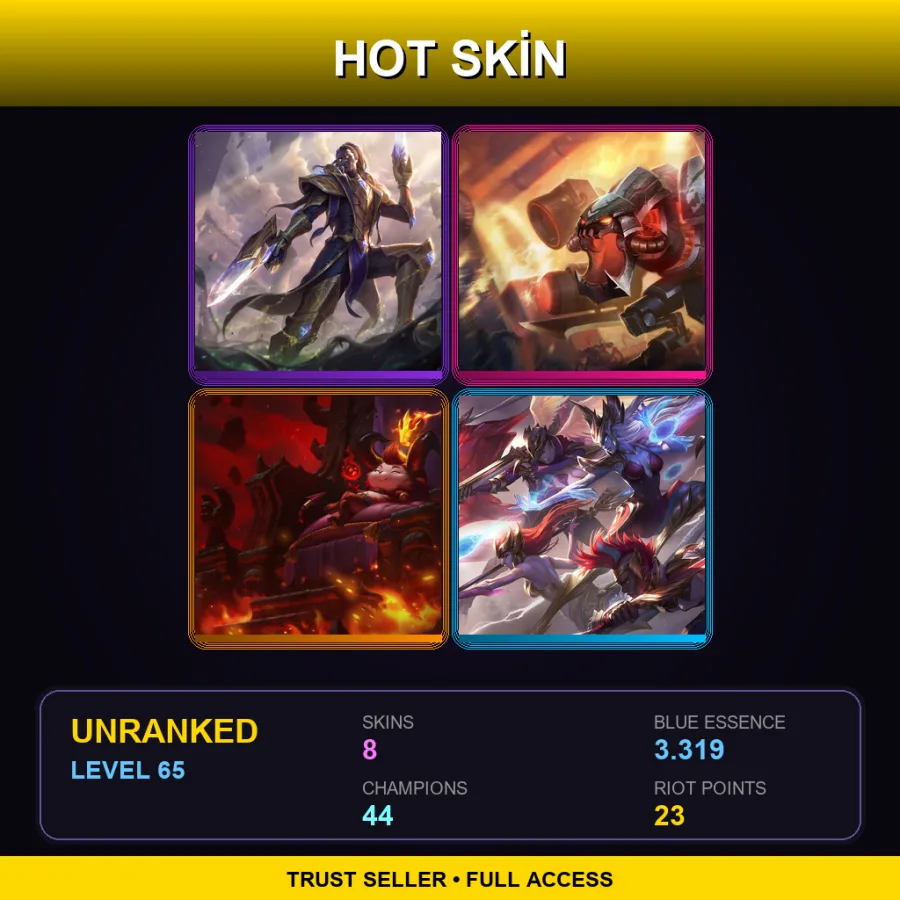 EUNE | Lv65 | Unranked | 8 Skin | 44 Champ