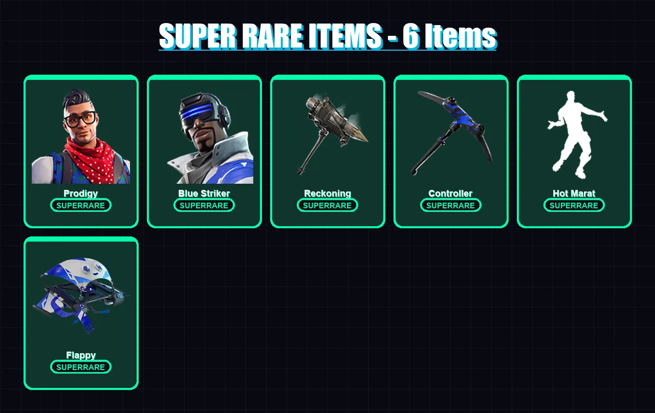 [PC/XBOX/PSN] | Prodigy | Blue Striker | Calamity | Lynx | Hybrid | 23 skin | 13 pickaxe | 18 emote | 17 glider | Lv165