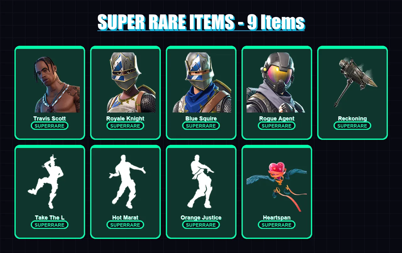 [PC/XBOX] | Travis Scott | Royale Knight | Blue Squire | Rogue Agent | Molten Battle Hound | 117 skin | 91 pickaxe | 106 emote | 97 glider | Lv1239
