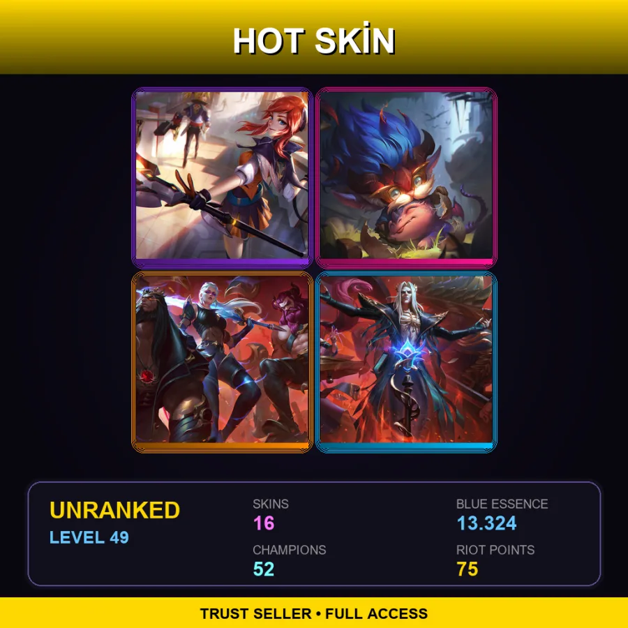 SG | Lv49 | Unranked | 16 Skin | 52 Champ