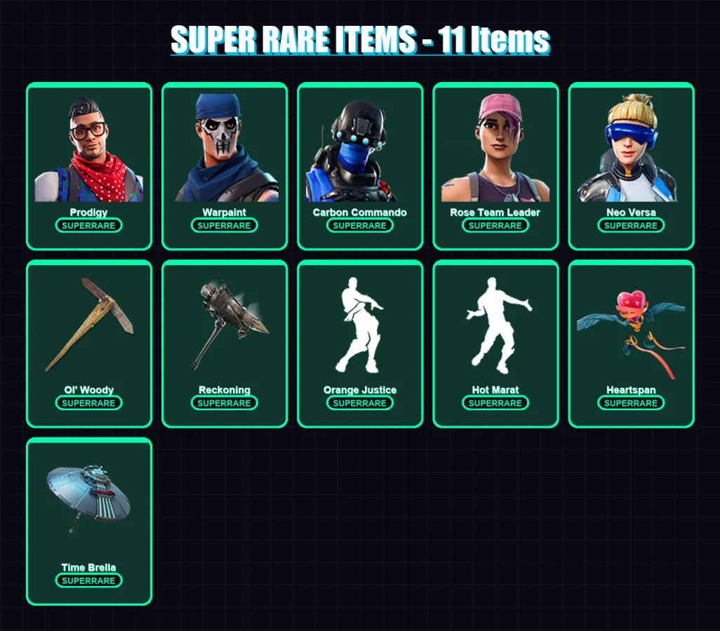 [PC/XBOX] | Prodigy | Warpaint | Carbon Commando | Rose Team Leader | Neo Versa | 131 skin | 125 pickaxe | 119 emote | 121 glider | Lv2280