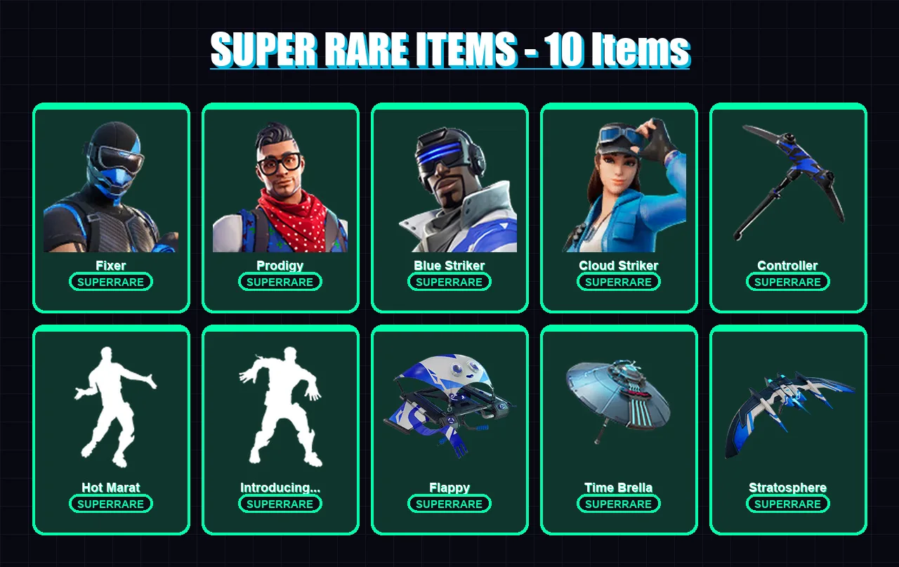 [PC/XBOX] | Fixer | Prodigy | Blue Striker | Cloud Striker | Spectra Knight | 8 skin | 27 pickaxe | 23 emote | 27 glider | Lv390