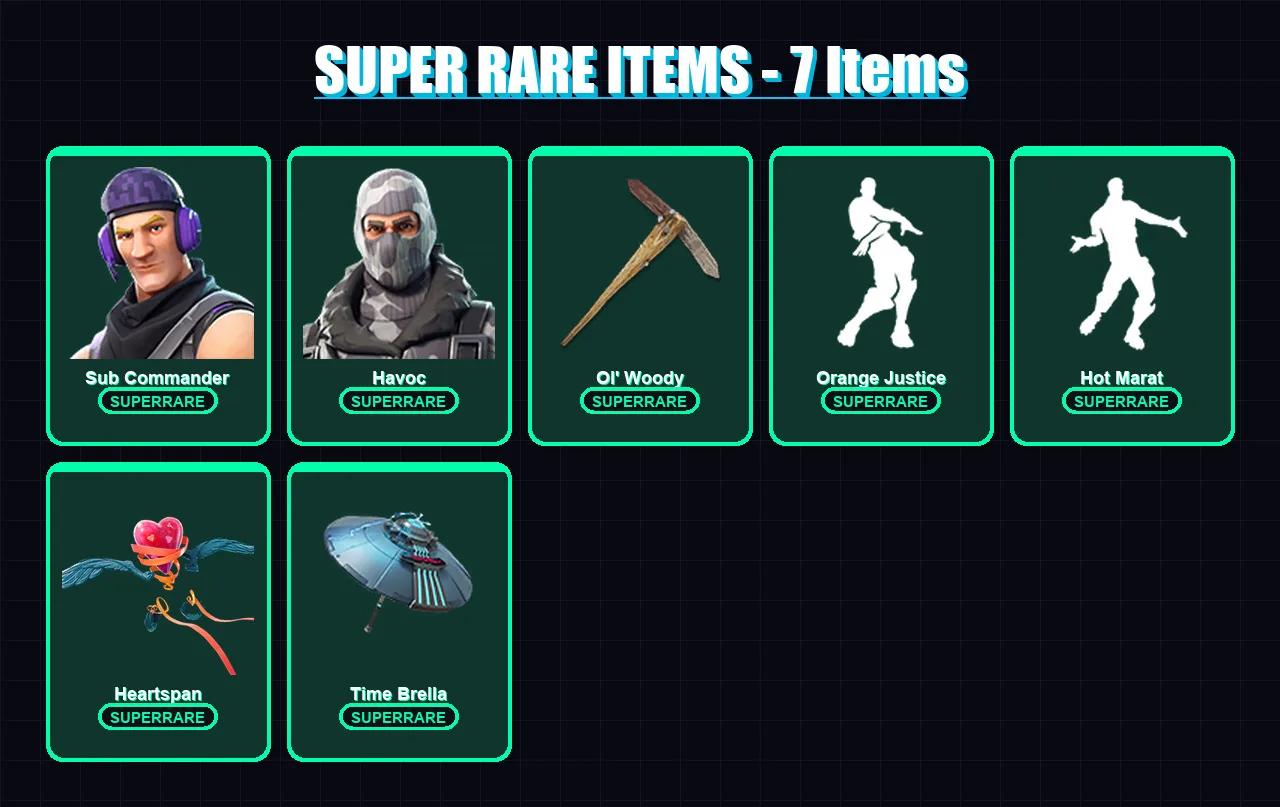 [PS4/PS5/XBOX/PC] | Sub Commander | Havoc | Spire Assassin | Blackheart | Hybrid | 70 skin | 120 pickaxe | 105 emote | 121 glider | Lv2243