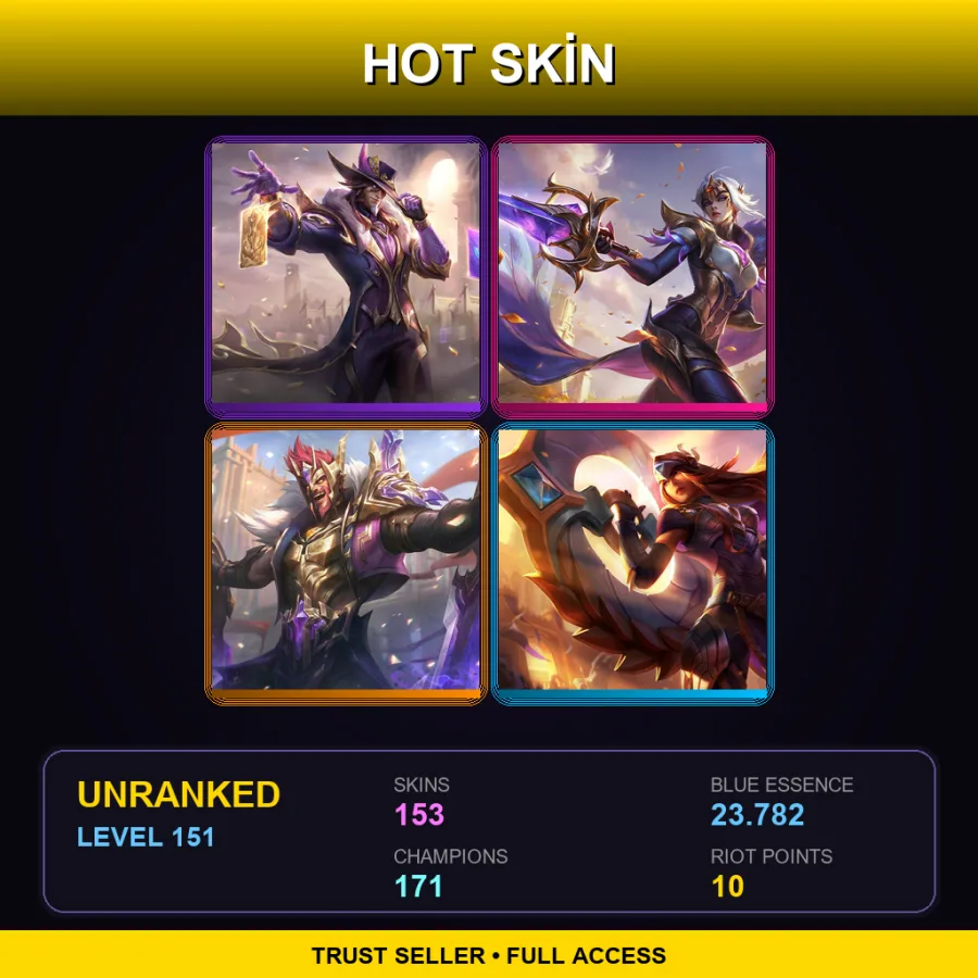 EUW | Victorious Twisted Fate | Victorious Fiora | Victorious Draven | Victorious Sivir | 153 Skin | 171 Champ | Lv151