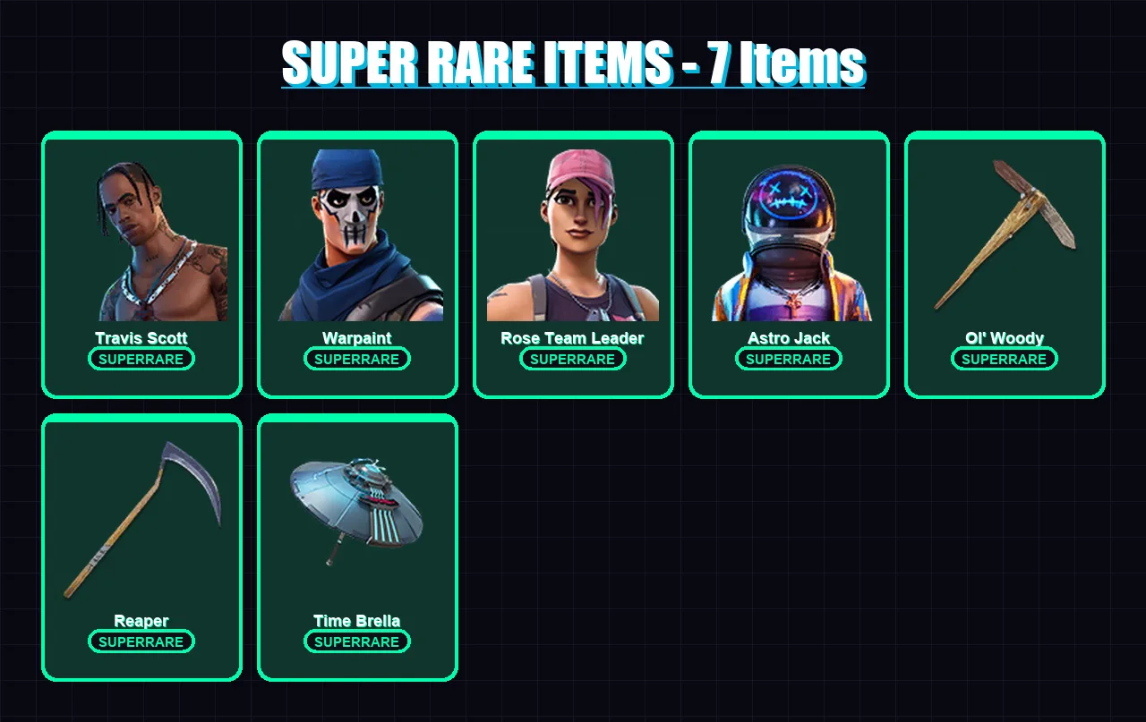 [PS4/PS5/PC] | Travis Scott | Warpaint | Rose Team Leader | Astro Jack | Spectra Knight | 123 skin | 127 pickaxe | 108 emote | 103 glider | Lv1278