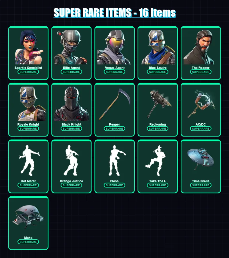 [PC/PSN] | Sparkle Specialist | Elite Agent | Rogue Agent | Blue Squire | The Reaper | 120 skin | 122 pickaxe | 109 emote | 118 glider | Lv2428