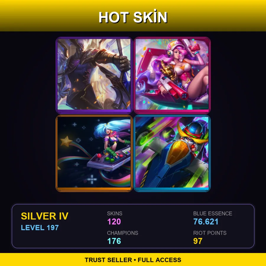 LAN | Lv197 | Silver IV | 120 Skin | 176 Champ — LoL account