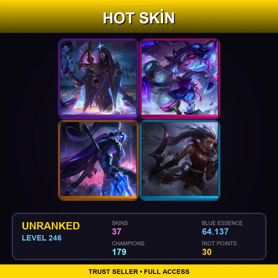 LAS | Lv246 | Unranked | 37 Skin | 179 Champ — LoL account