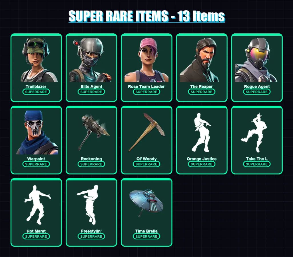[PC/XBOX/PSN] | Trailblazer | Elite Agent | Rose Team Leader | The Reaper | Rogue Agent | 77 skin | 72 pickaxe | 72 emote | 76 glider | Lv893 — Fortnite account