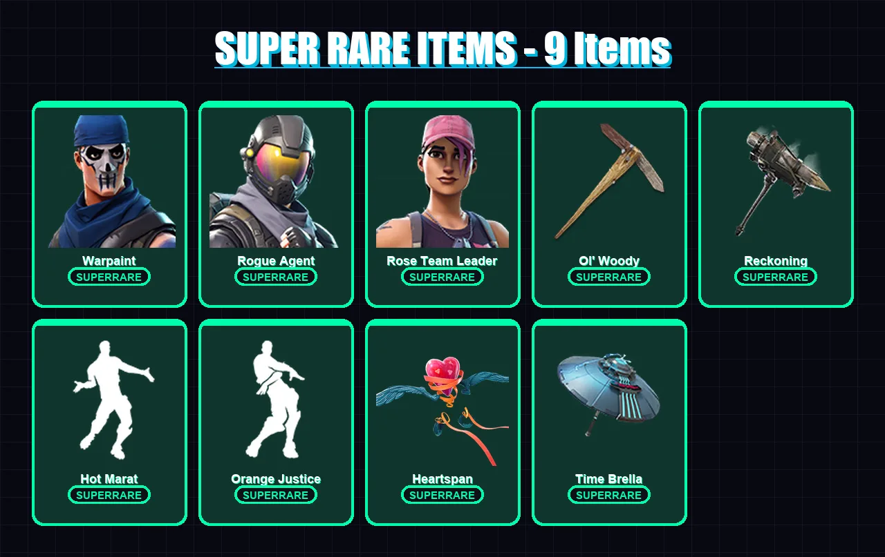 [PC/XBOX/PSN] | Warpaint | Rogue Agent | Rose Team Leader | Blackheart | Valor | 133 skin | 117 pickaxe | 170 emote | 114 glider | Lv1593