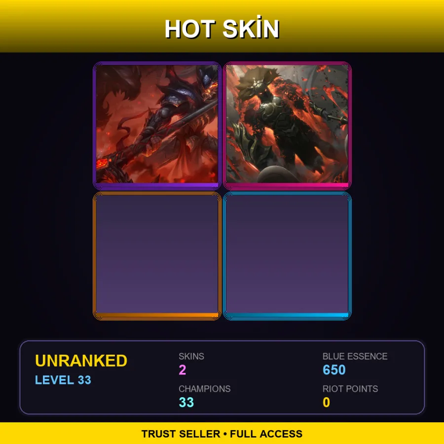 LAN | Lv33 | Unranked | 2 Skin | 33 Champ — LoL account
