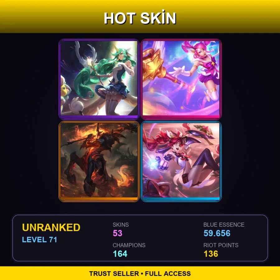 SG | Lv71 | Unranked | 53 Skin | 164 Champ