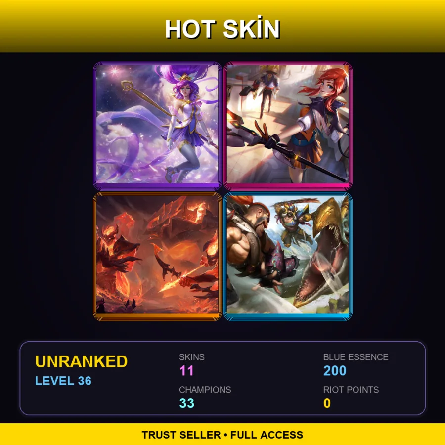 TR | Lv36 | Unranked | 11 Skin | 33 Champ — LoL account