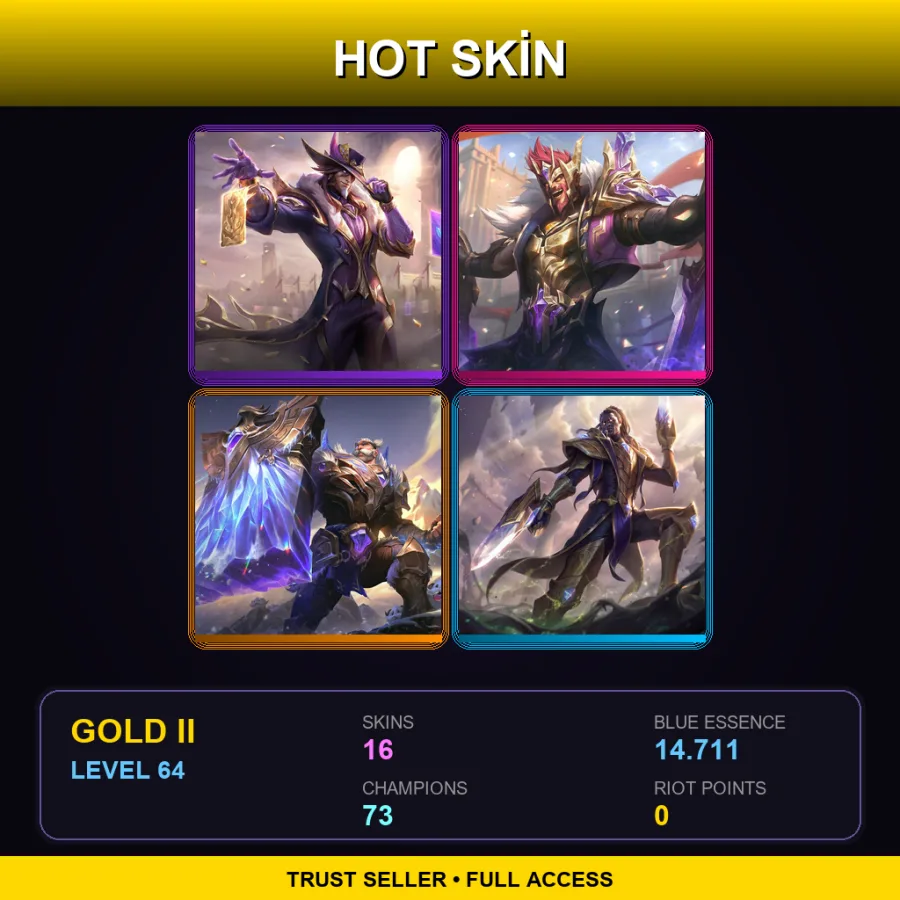 EUW | Lv64 | Gold II | 16 Skin | 73 Champ