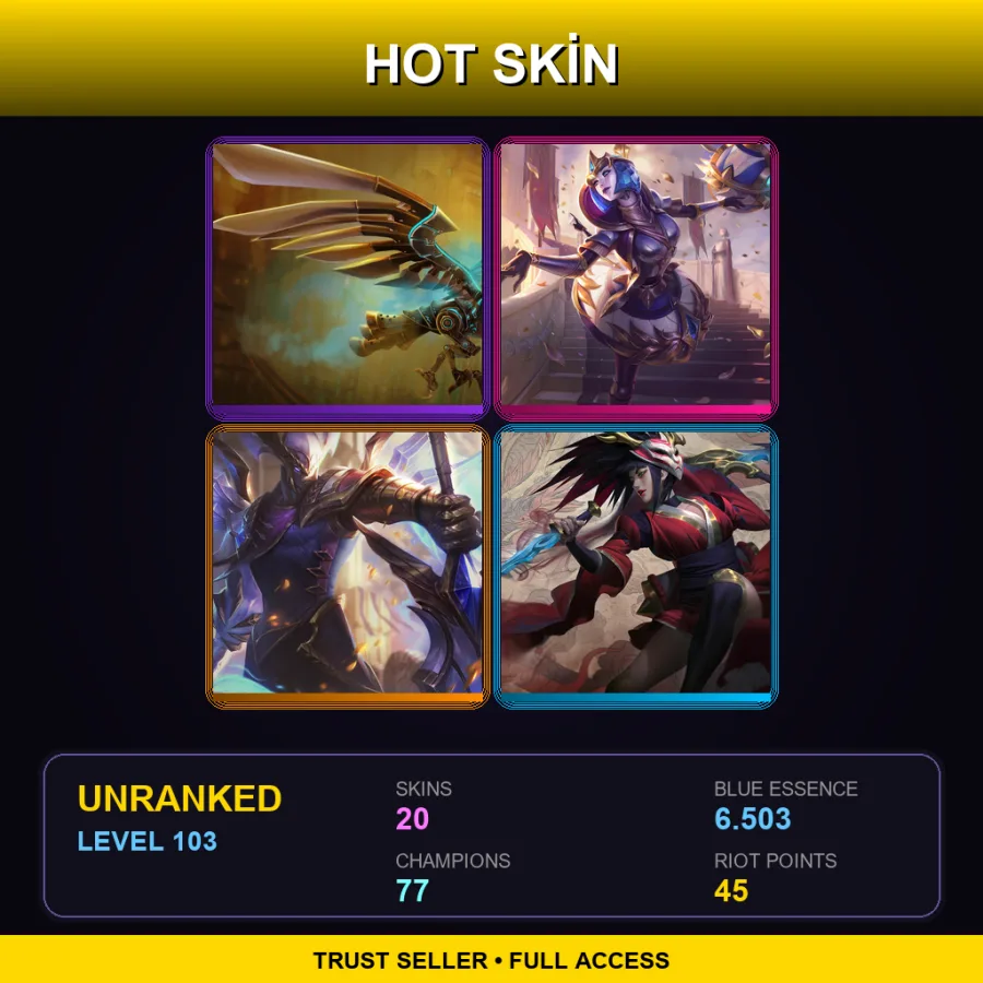 LAN | Lv103 | Unranked | 20 Skin | 77 Champ — Woad Ashe