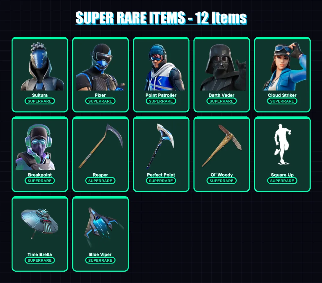 [PS4/PS5/XBOX/PC] | Sultura | Fixer | Point Patroller | Darth Vader | Cloud Striker | 273 skin | 338 pickaxe | 269 emote | 252 glider | Lv4578