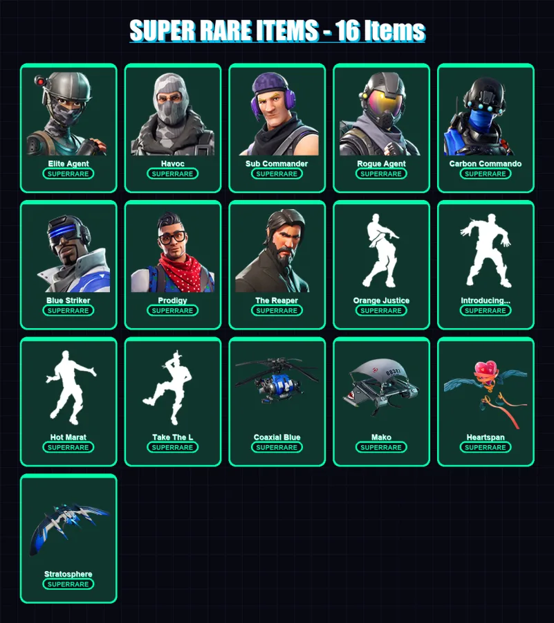 [PS4/PS5/XBOX/PC] | Elite Agent | Havoc | Sub Commander | Rogue Agent | Carbon Commando | 61 skin | 57 pickaxe | 70 emote | 58 glider | Lv783 — Fortnite account