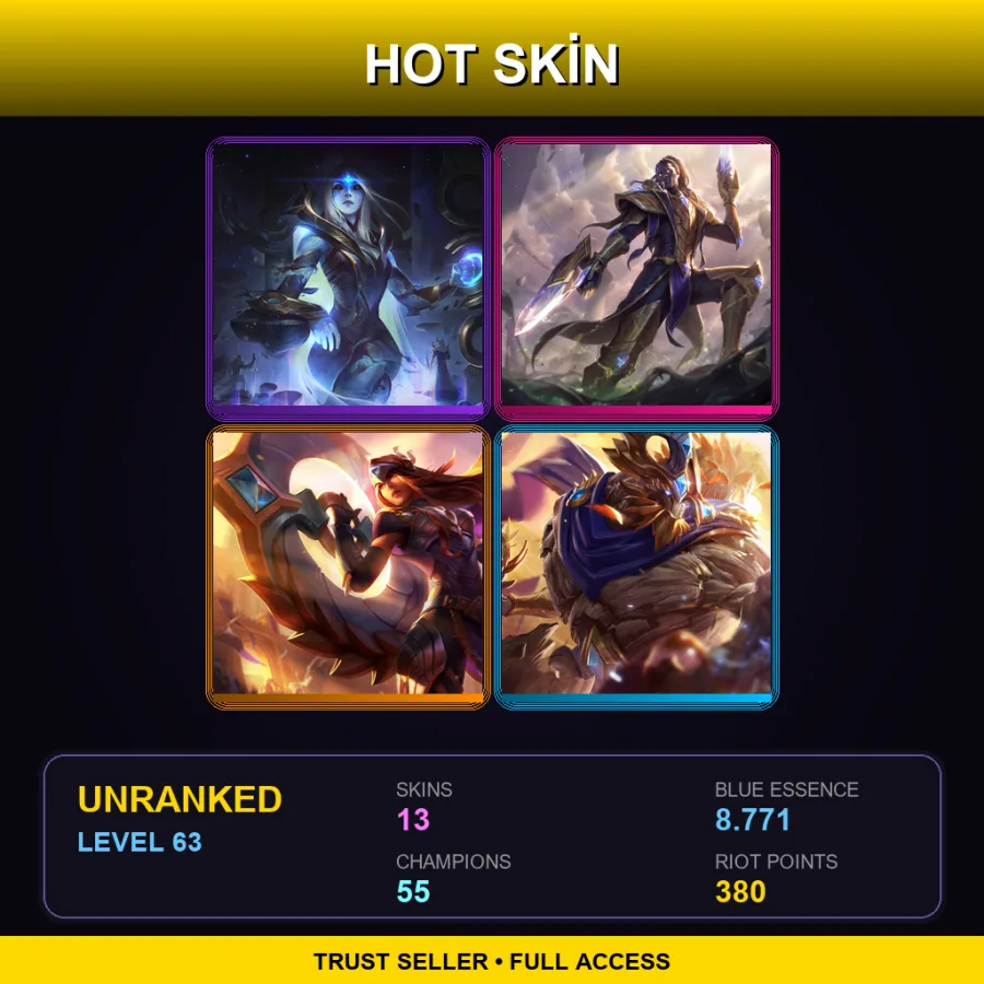 EUW | Lv63 | Unranked | 13 Skin | 55 Champ — Solar Eclipse Leona