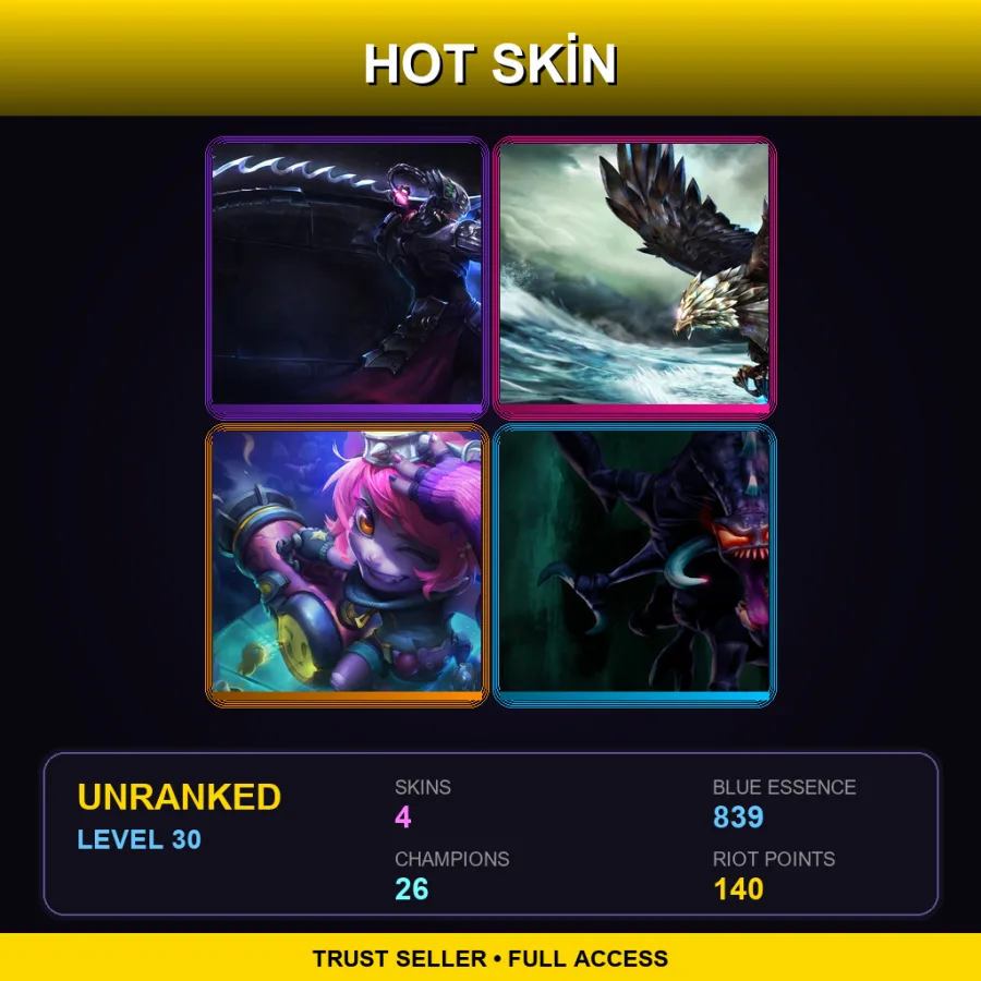 EUNE | Lv30 | Unranked | 4 Skin | 26 Champ