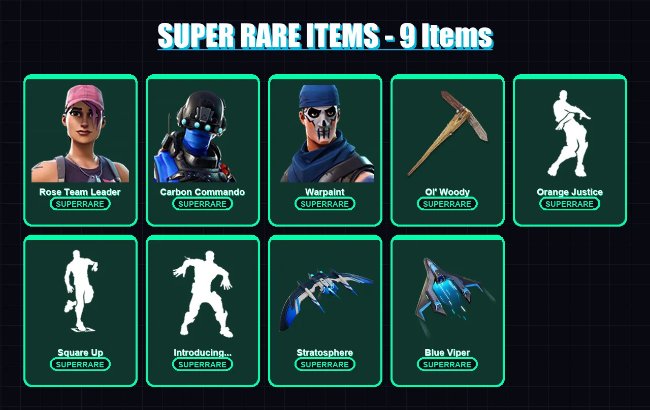 [PS4/PS5/XBOX/PC] | Rose Team Leader | Carbon Commando | Warpaint | Zenith | Lynx | 27 skin | 30 pickaxe | 27 emote | 36 glider | Lv342